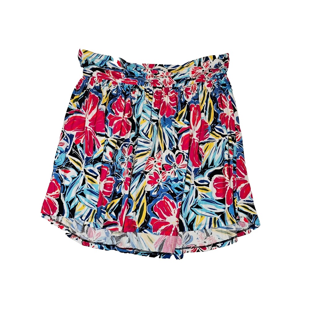 Lane Bryant A-Line Skirt Womens 18/20 Blue Red Floral Mini Elastic Waist Pull On